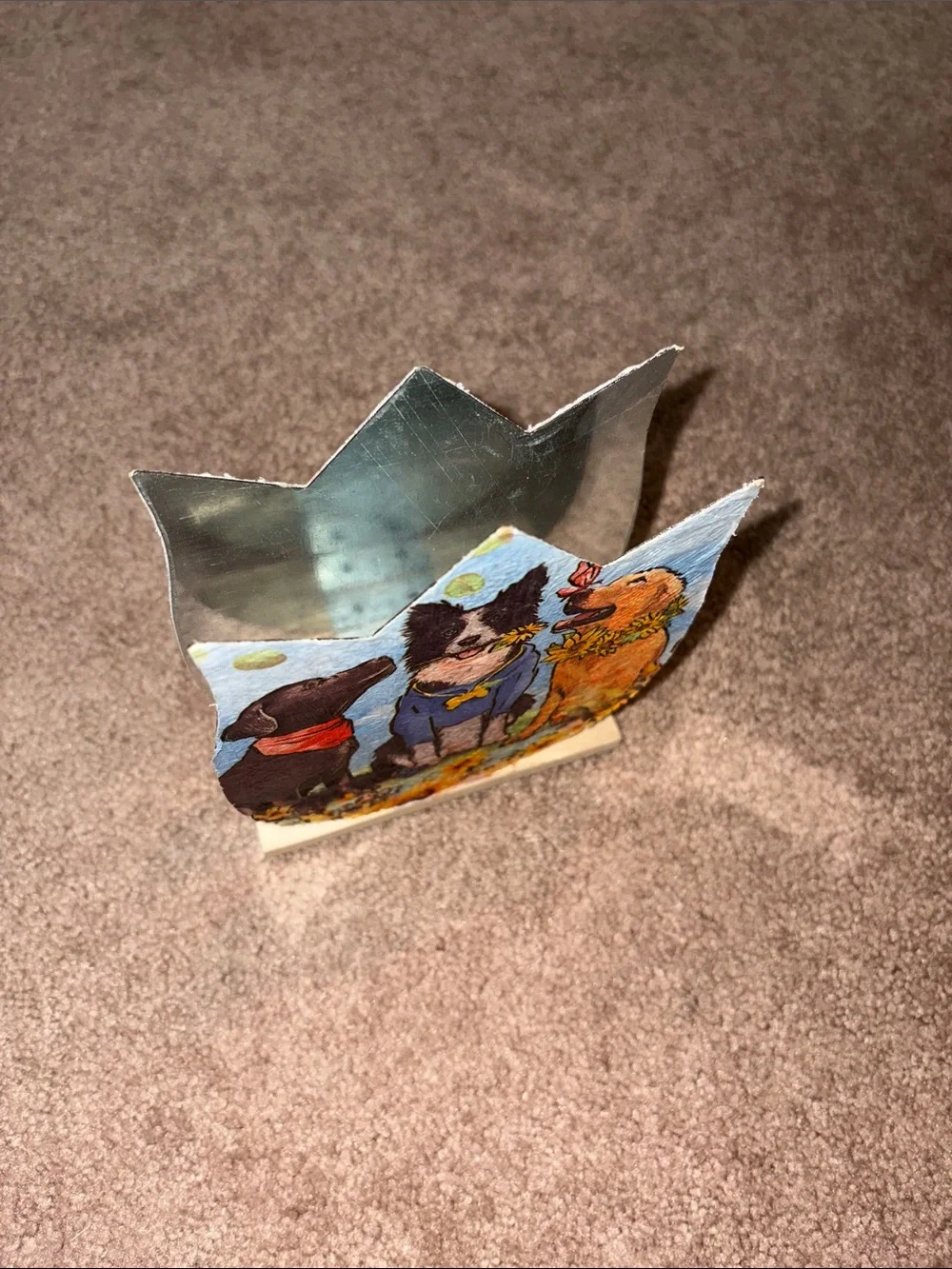 Decorative Dog Trio Table Accent - Colorful Artwork Napkin Holder